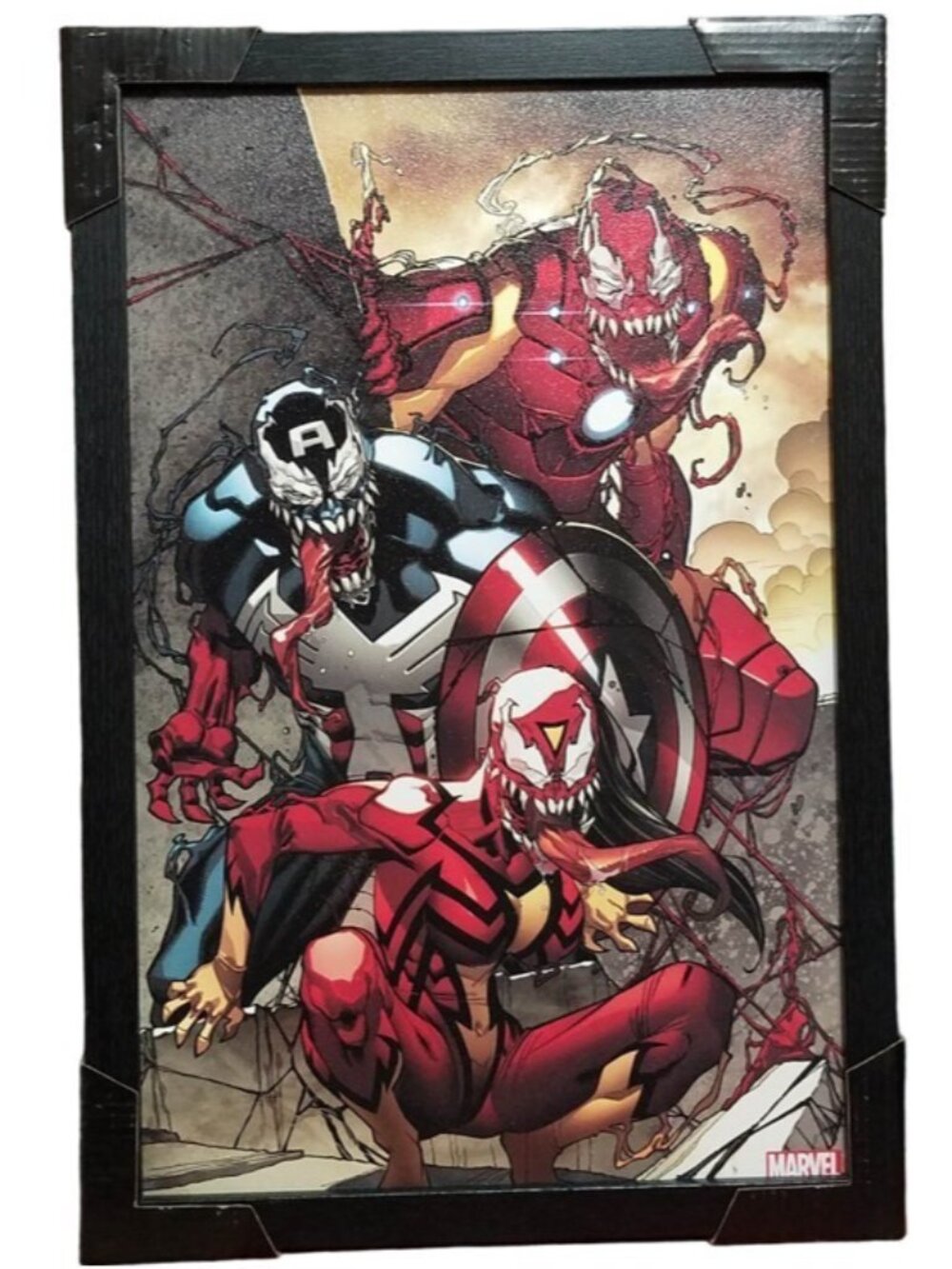 Pyramid America Marvel Venomized Avengers 18 x 12 Wood Art Framed Poster Wall